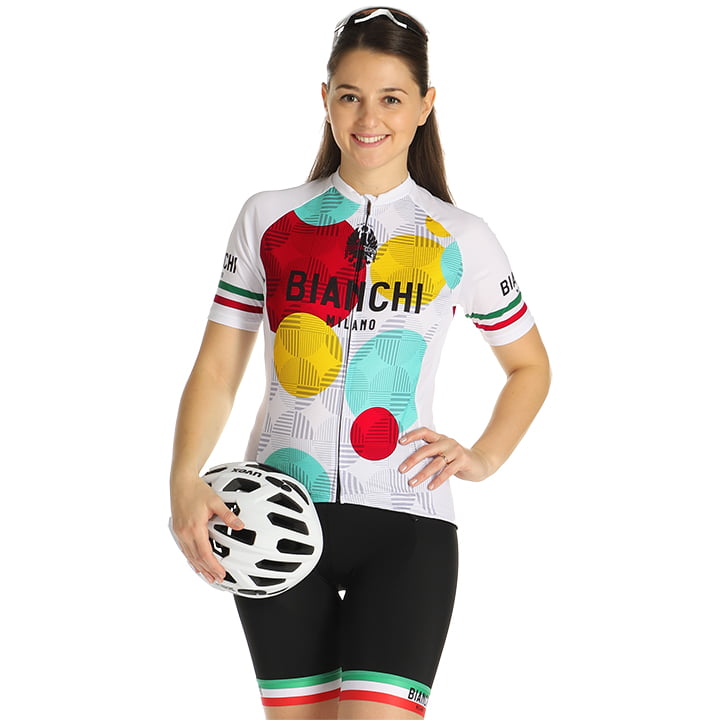 Fahrradhosen + Trikot BIANCHI MILANO Damen-Set (2 Teile) Ancipa weiß bunt