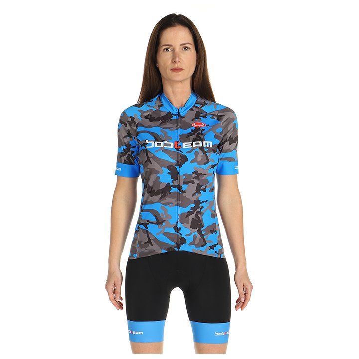 Fahrradhosen + Trikot BOBTEAM Damen-Set (2 Teile) Amo Camo grau schwarz blau