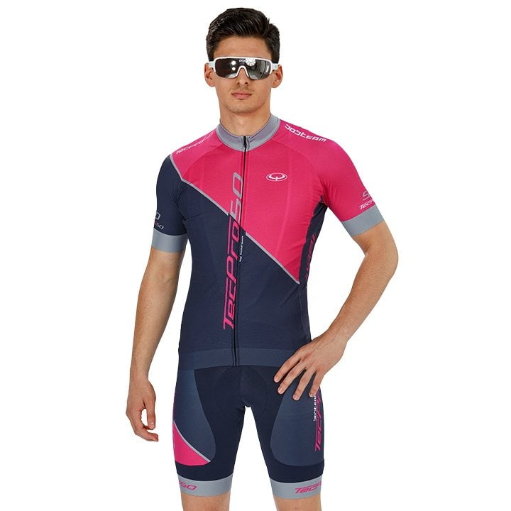 Fahrradhosen + Trikot BOBTEAM Set (2 Teile) TecPro50 blau rosa