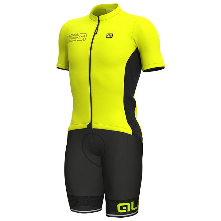 Fahrradhosen + Trikot Sommer ALÉ Set (2 Teile) Color Block neongelb