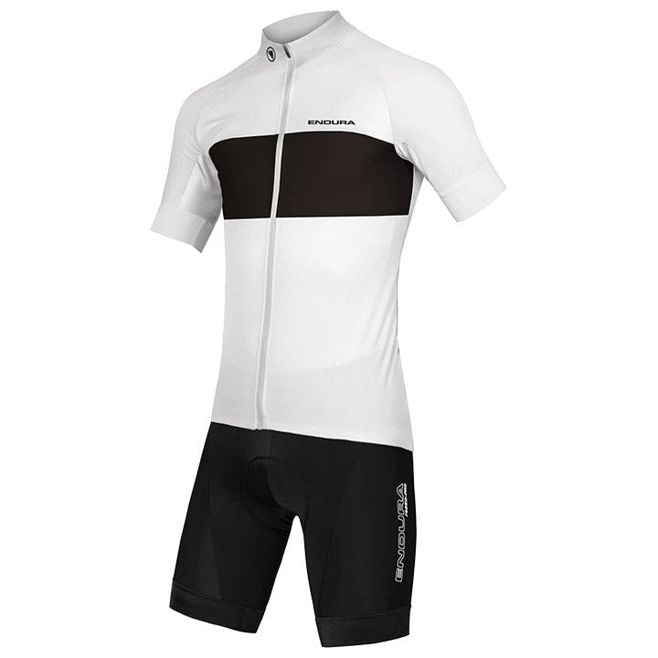 Fahrradhosen + Trikot Sommer ENDURA Set (2 Teile) FS260-Pro weiß schwarz