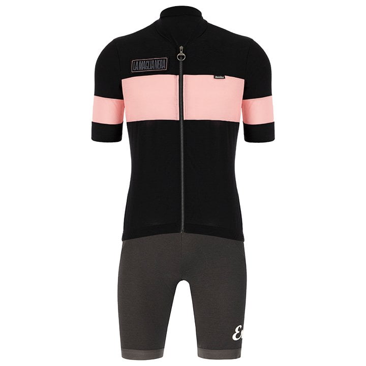 Fahrradhosen + Trikot Sommer SANTINI Set (2 Teile) Eroica Gazza schwarz