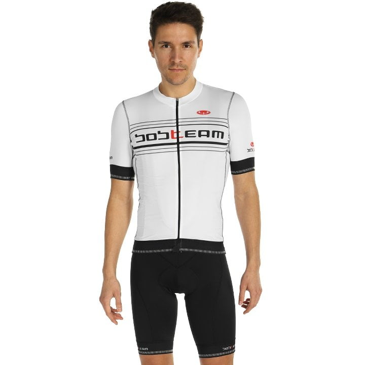 Radtrikot + Fahrradhosen BOBTEAM Set (2 Teile) Scatto weiß schwarz