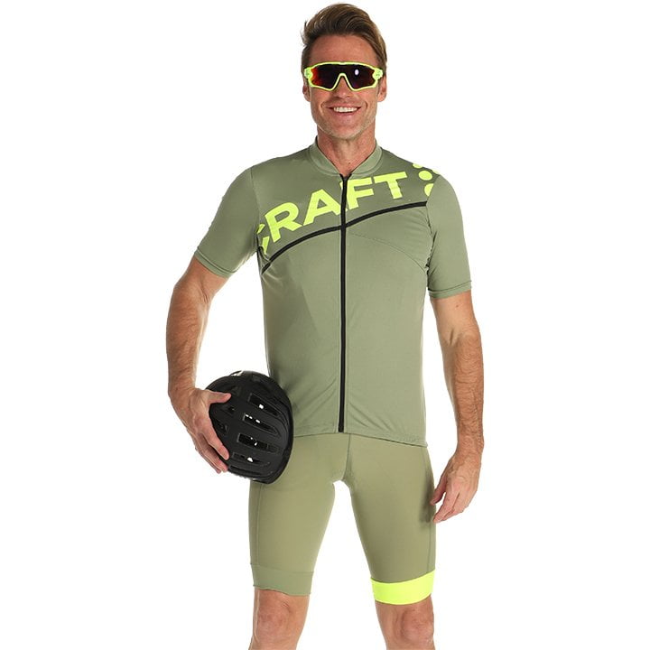 Radtrikot + Fahrradhosen CRAFT Set (2 Teile) Endurance Logo neongelb grün