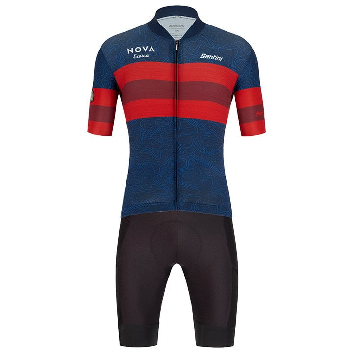 Radtrikot + Fahrradhosen SANTINI Set (2 Teile) Eroica Arte blau