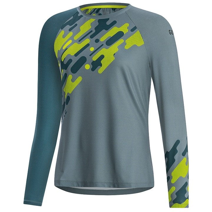 Radtrikot GORE WEAR Damen Langarm-Bikeshirt C5 Trail blau grün