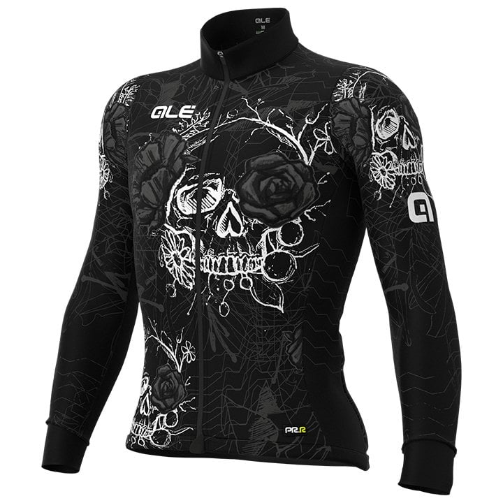 Radtrikot Herren ALÉ Langarmtrikot Skull schwarz