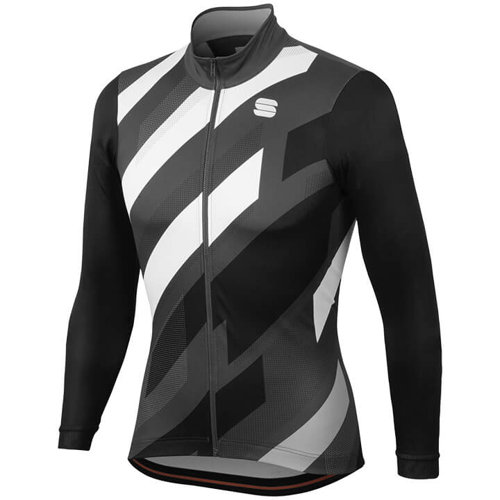 Radtrikot Herren SPORTFUL Langarmtrikot Volt weiß grau schwarz