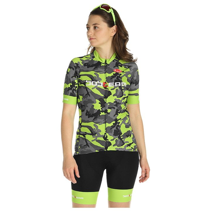 Radtrikot + Hosen BOBTEAM Damen-Set (2 Teile) Amo Camo grau neongrün schwarz