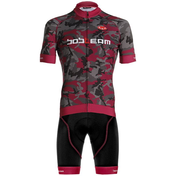 Radtrikot + Hosen BOBTEAM Set (2 Teile) Amo Camo grau rot