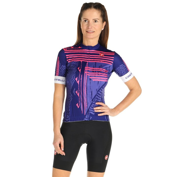 Radtrikot + Hosen CASTELLI Damen-Set (2 Teile) Astratta blau