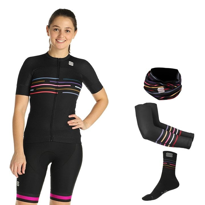 Radtrikot + Hosen SPORTFUL Damen Maxi-Set (5 Teile) Vélodrome schwarz