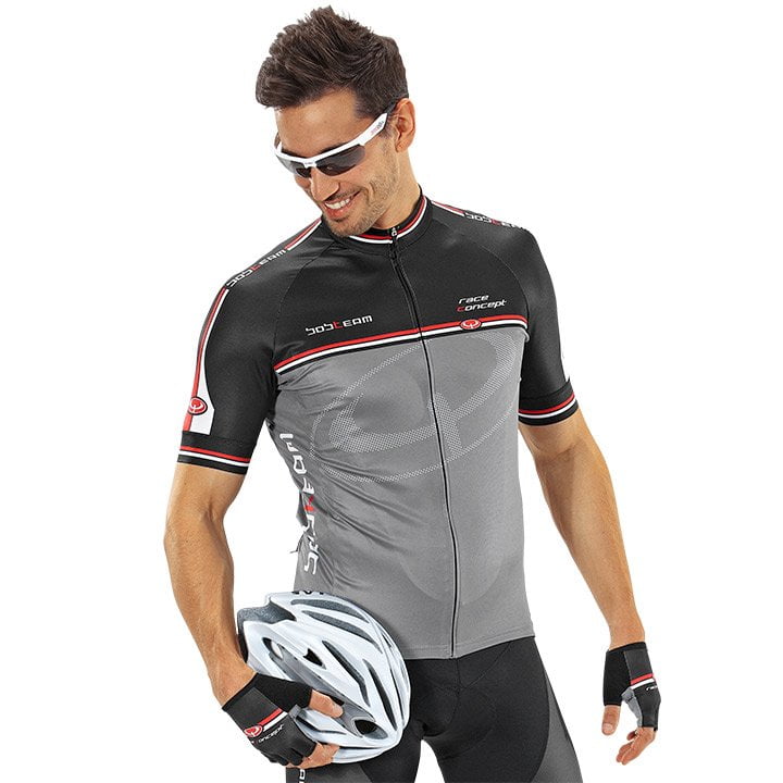 Radtrikots BOBTEAM Kurzarmtrikot Race Concept grau schwarz