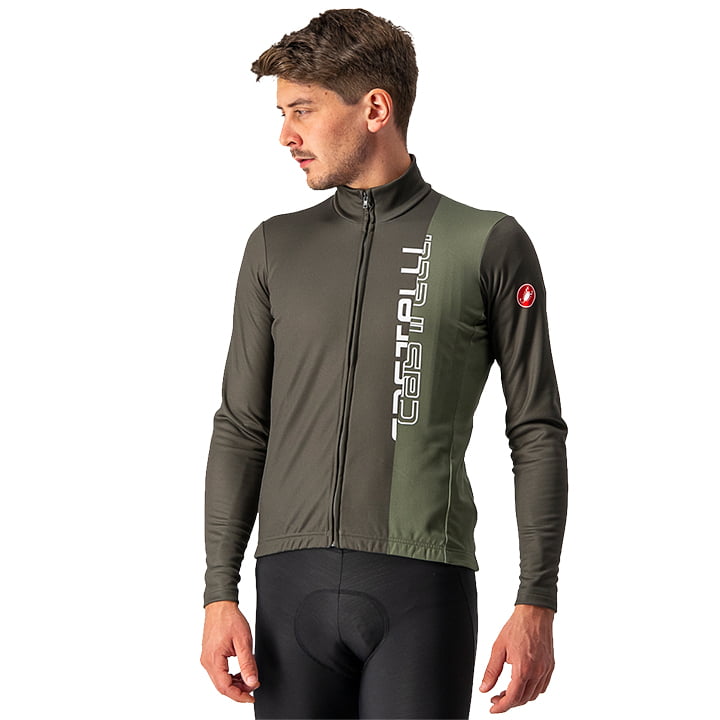 Radtrikots CASTELLI Langarmtrikot Traguardo olive grün