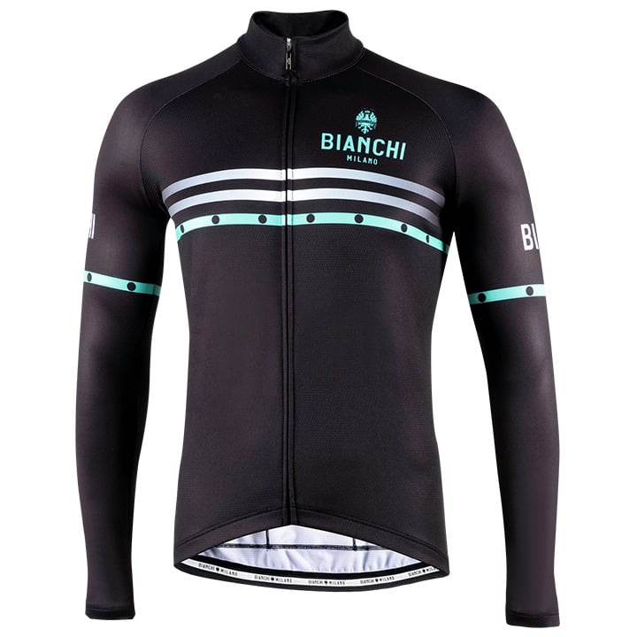 Radtrikots Herren BIANCHI MILANO Langarmtrikot Piantedo grau schwarz