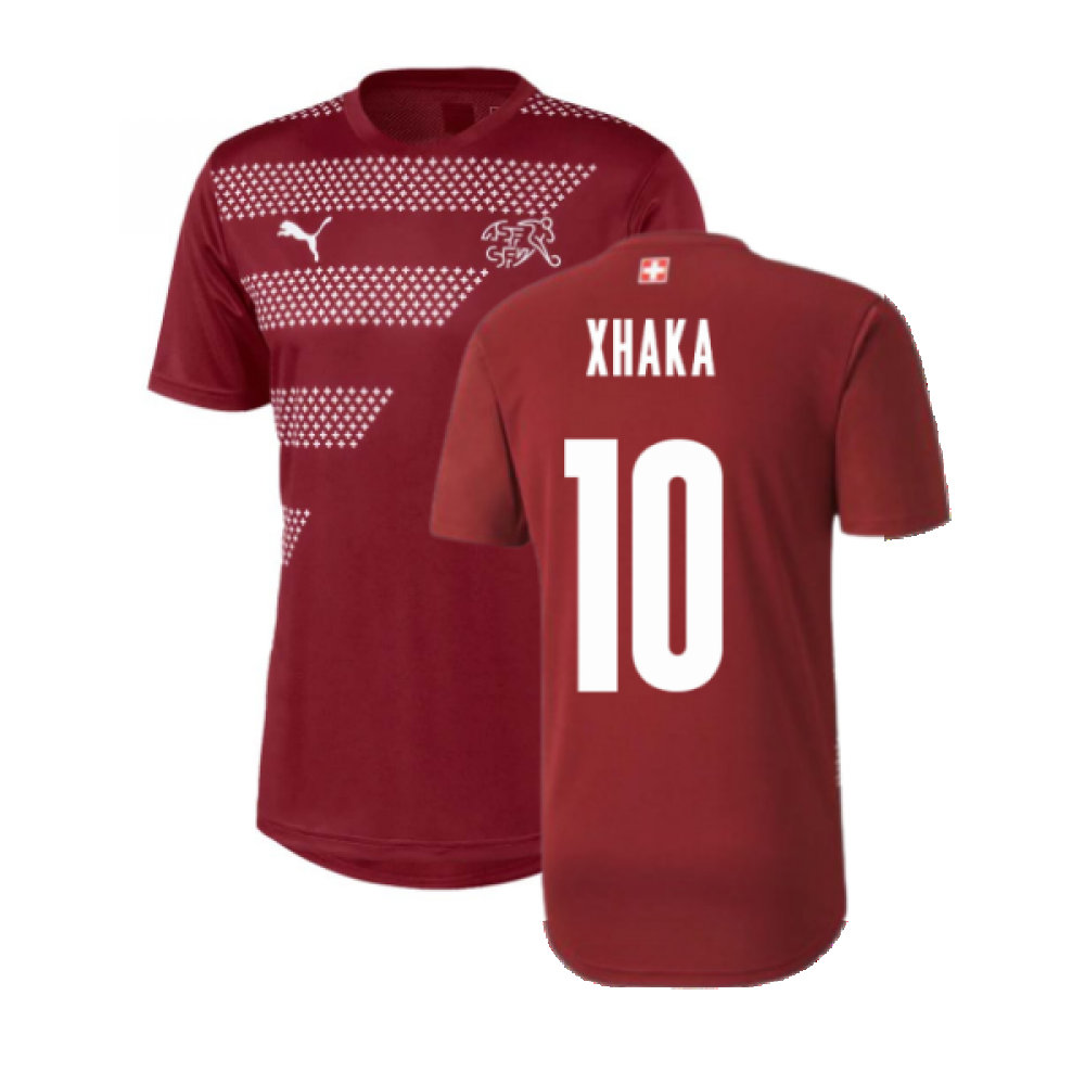 2020-2021 Schweiz Stadiontrikot Granatapfel (XHAKA 10)