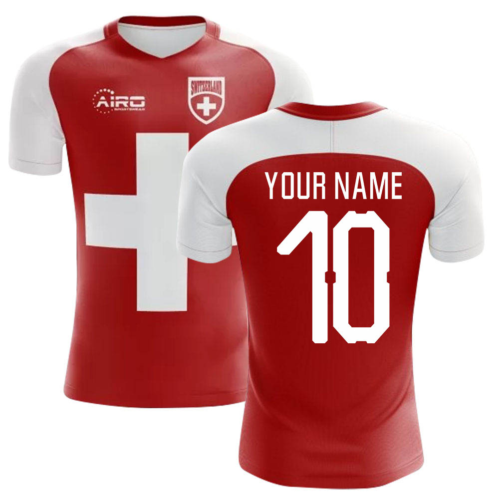 2022-2023 Schweiz-Flaggenkonzept-Fußballtrikot (Ihr Name)