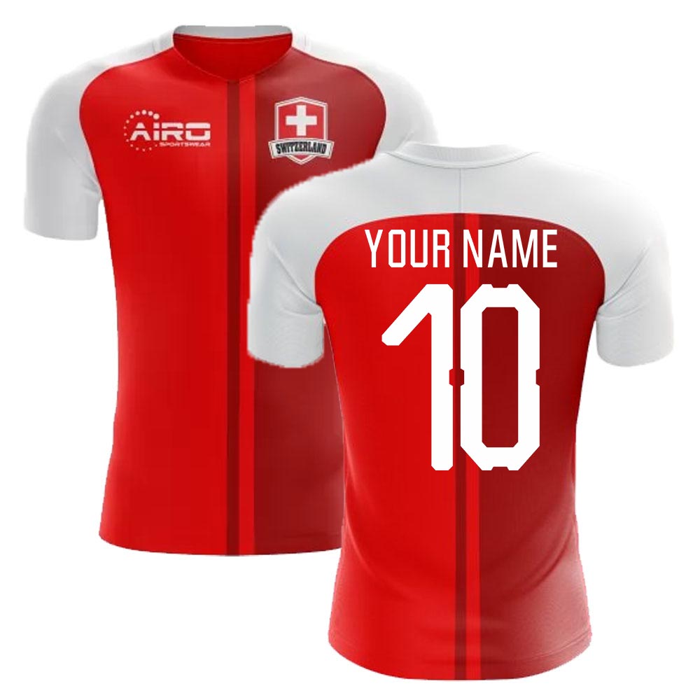 2022-2023 Schweiz Heimkonzept-Fußballtrikot (Ihr Name) - Kinder