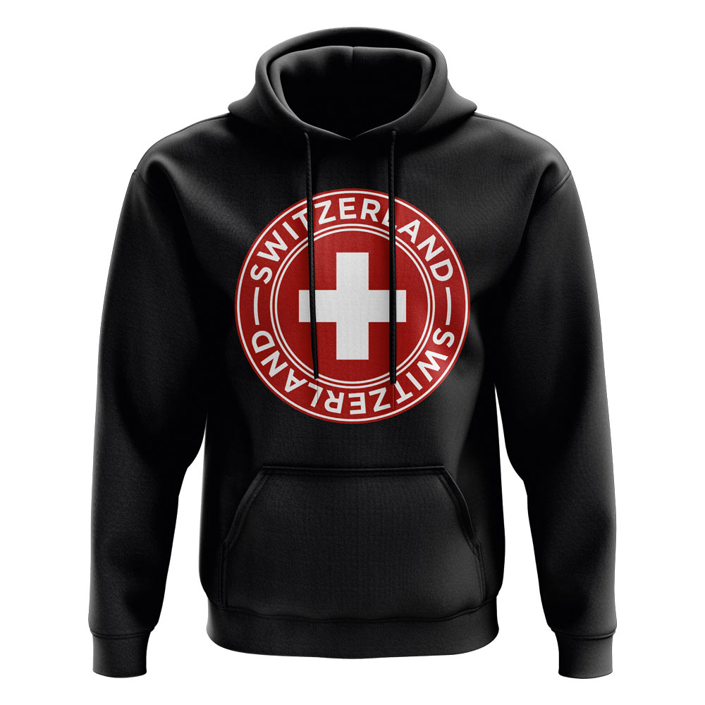 Hoodie mit Schweiz-Fußballabzeichen Schwarz