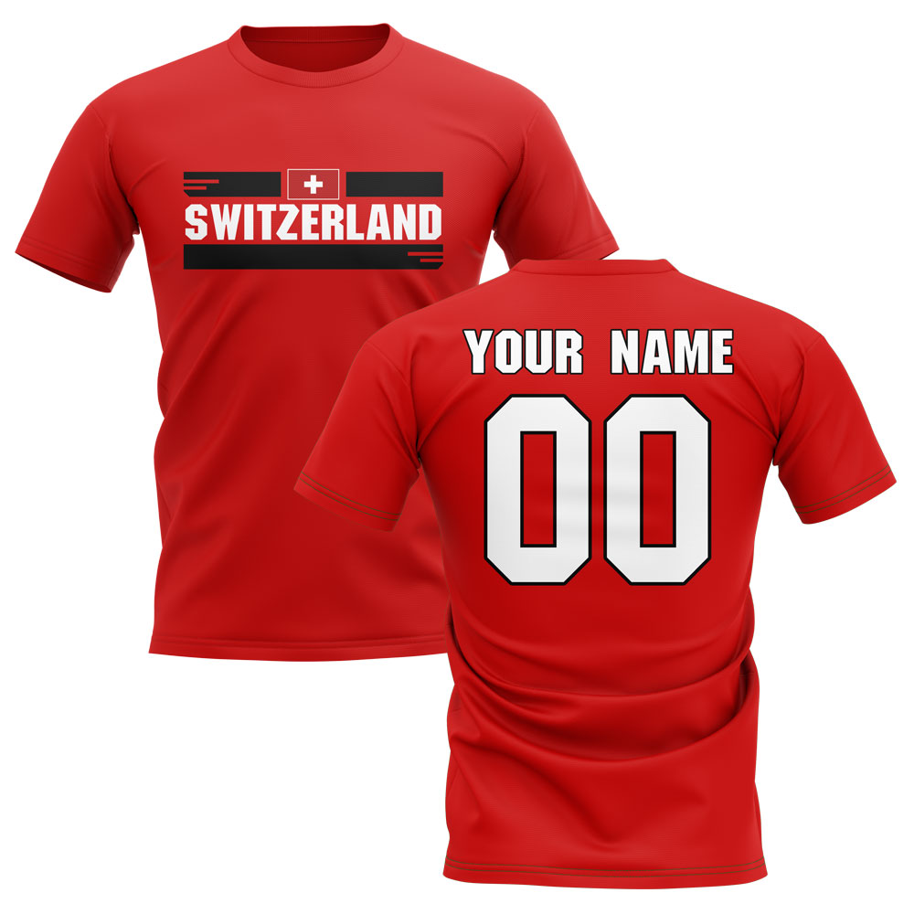 Personalisiertes Schweiz Fan Fussball T-Shirt Rot