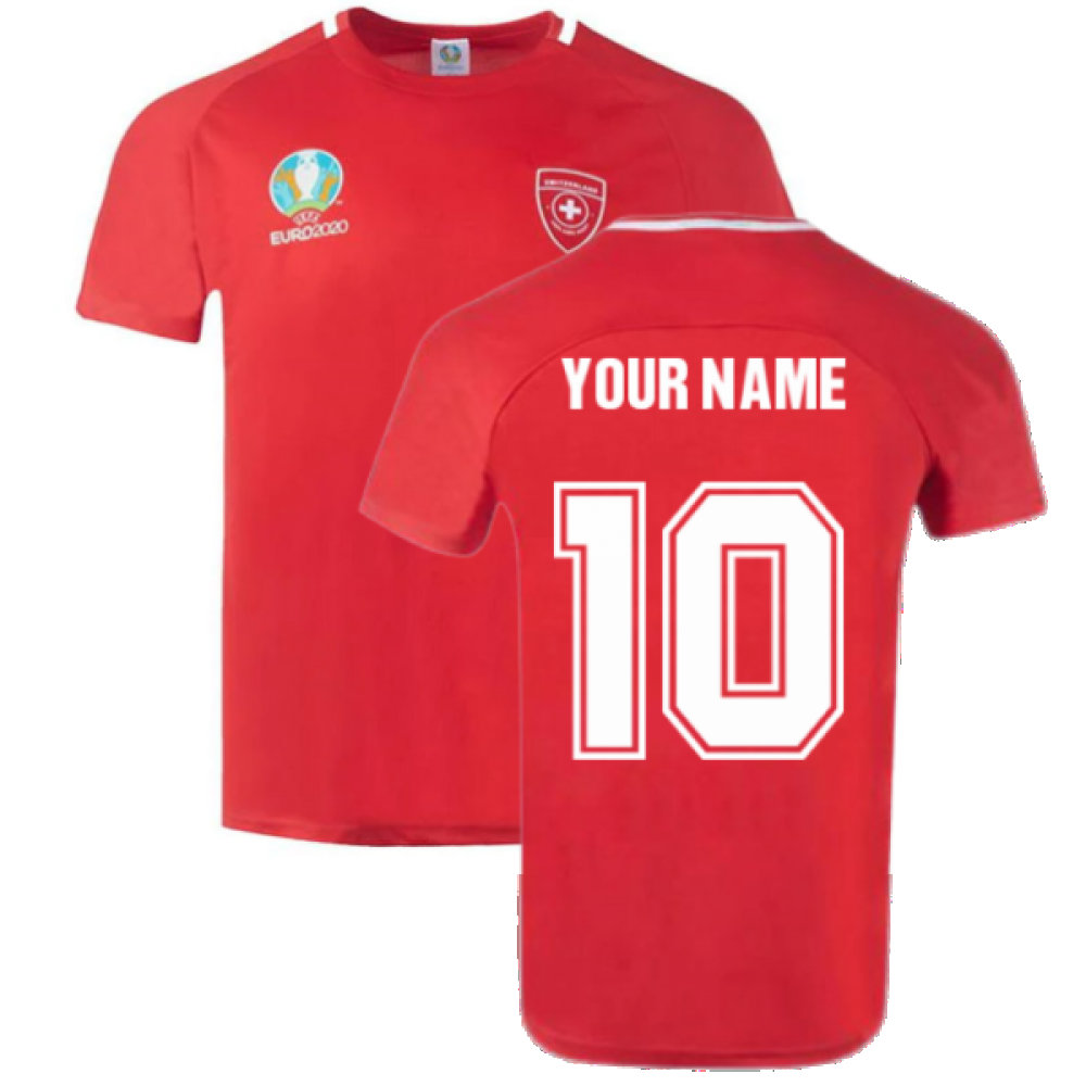 Schweiz 2022 Polyester T-Shirt Rot (Dein Name)