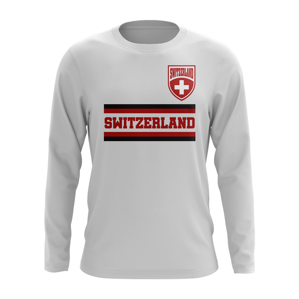 Schweiz Core Football Country Langarm T-Shirt Weiß