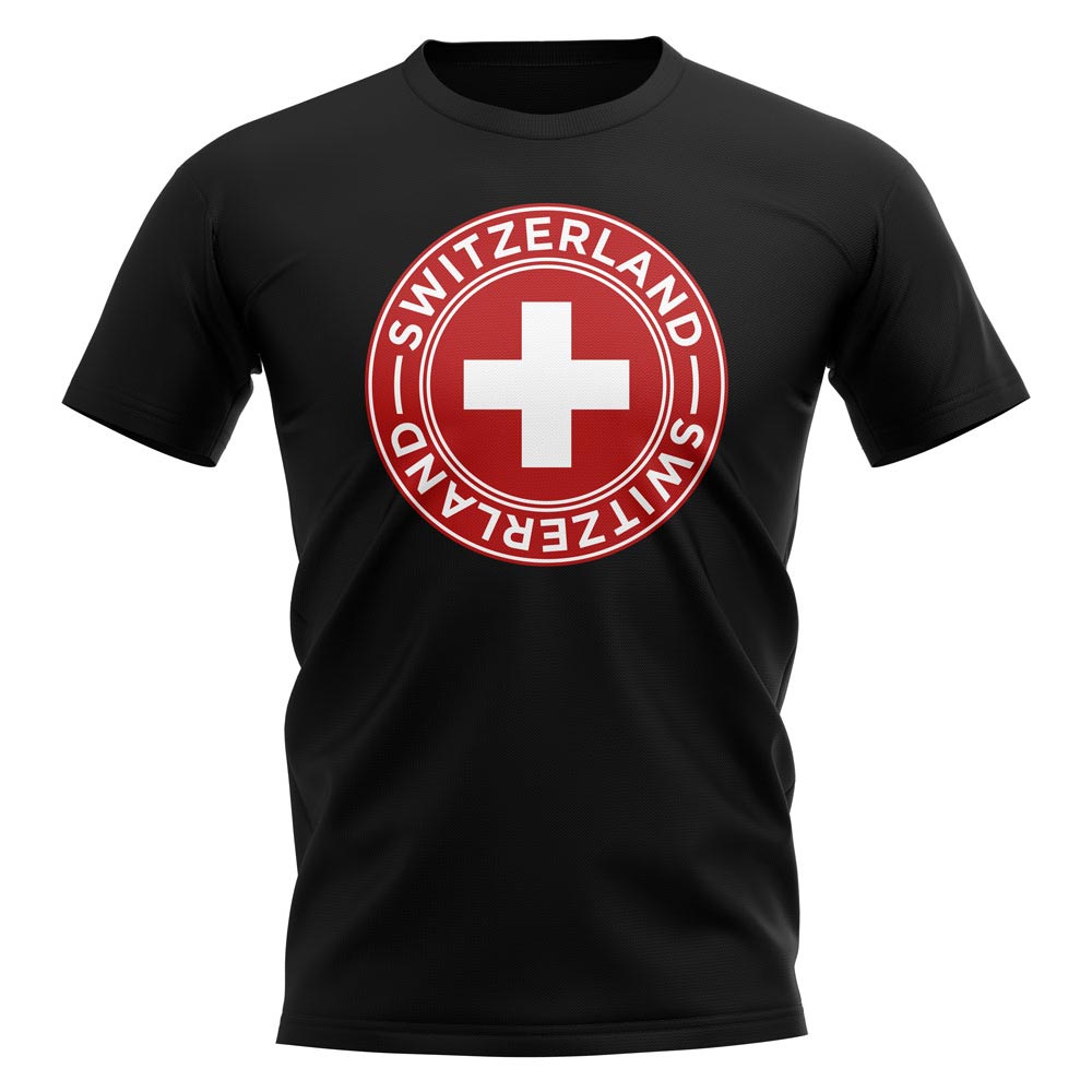 Schweiz-Fußballabzeichen-T-Shirt Schwarz