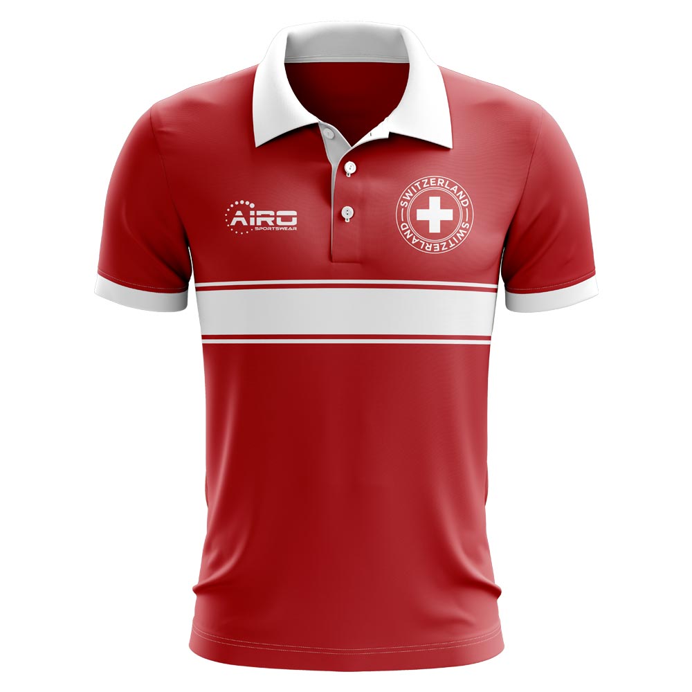 Switzerland Concept Stripe Poloshirt Rot