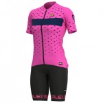 Fahrradhosen + Trikot ALÉ Damen-Set (2 Teile) Stars neonpink
