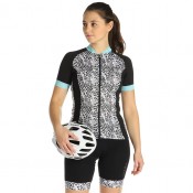 Fahrradhosen + Trikot RH+ Damen-Set (2 Teile) Venere hellblau grau schwarz