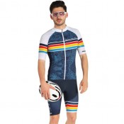 Fahrradhosen + Trikot SANTINI Set (2 Teile) Ironman Kona weiß blau