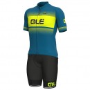 Fahrradhosen + Trikot Sommer ALÉ Set (2 Teile) Blend neongelb blau