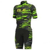 Fahrradhosen + Trikot Sommer ALÉ Set (2 Teile) Rock neongrün schwarz