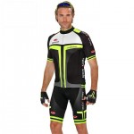 Fahrradhosen + Trikot Sommer BOBTEAM Set (2 Teile) Evolution 2.0 neongelb schwarz