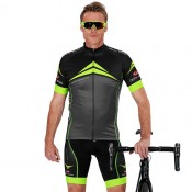 Fahrradhosen + Trikot Sommer BOBTEAM Set (2 Teile) Performance Line neongelb grau schwarz