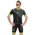 Fahrradhosen + Trikot Sommer BOBTEAM Set (2 Teile) TecPro50 neongrün schwarz