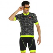 Radtrikot + Fahrradhosen BOBTEAM Set (2 Teile) Flash Camo neongelb grau