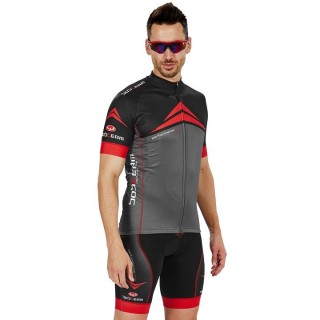 Radtrikot + Fahrradhosen BOBTEAM Set (2 Teile) Performance Line grau schwarz rot