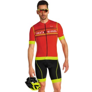 Radtrikot + Fahrradhosen BOBTEAM Set (2 Teile) Scatto neongelb rot