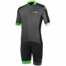 Radtrikot + Fahrradhosen RH+ Set (2 Teile) Logo grau neongrün schwarz