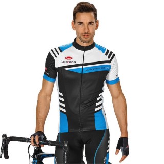 Radtrikot Herren BOBTEAM Kurzarmtrikot Performance Line III weiß schwarz blau