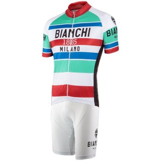 Radtrikot + Hosen BIANCHI MILANO Set (2 Teile) Telegate weiß bunt