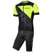 Radtrikot + Hosen NALINI Set (2 Teile) Vittoria 2.0 neongelb schwarz