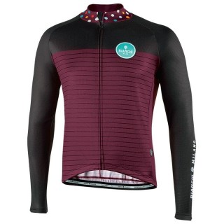 Radtrikot Männer BIANCHI MILANO Langarmtrikot Piuro schwarz rot