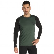 Radtrikot Männer SCOTT Langarm-Bikeshirt Trail Progressive schwarz grün