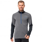 Radtrikot Männer VAUDE Langarmtrikot Livigno Halfzip II grau schwarz