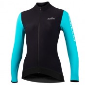 Radtrikot NALINI Damen Langarmtrikot Fit hellblau schwarz