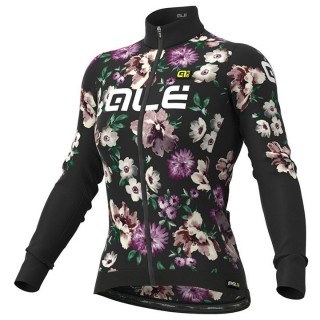 Radtrikots ALÉ Damen Langarmtrikot Fiori schwarz bunt