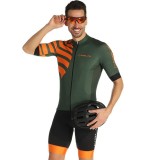 Radtrikots + Hosen Sommer NALINI Set (2 Teile) Stripes olive orange