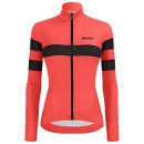 Radtrikots SANTINI Damen Langarmtrikot Coral Bengal rot